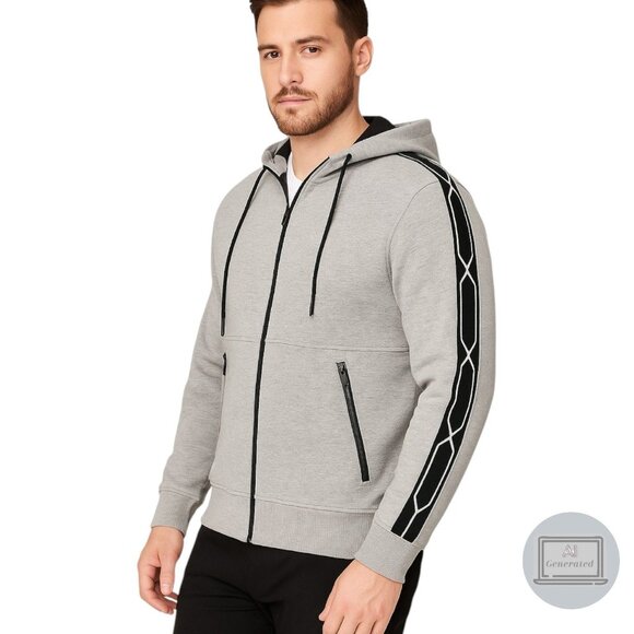 Hunter For Target Mens Jacket Hoodie Grey Black Full Zip Chain Trim Size L - Picture 1 of 13
